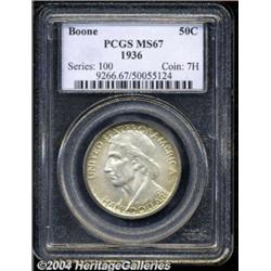 1936 50C Boone MS67 PCGS. Gold toning rings