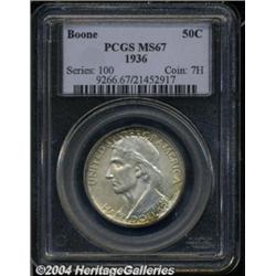 1936 50C Boone MS67 PCGS. Fully struck and