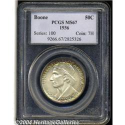 1936 50C Boone MS67 PCGS. Rainbow-like