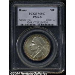1936-S 50C Boone MS67 PCGS. Fully struck and