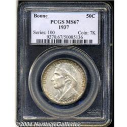 1937 50C Boone MS67 PCGS. Light silver-gray