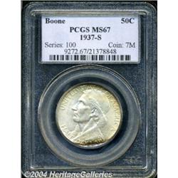 1937-S 50C Boone MS67 PCGS. Very lightly toned
