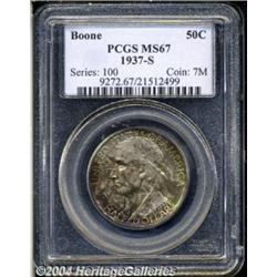 1937-S 50C Boone MS67 PCGS. Bright crimson,