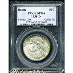 1938-D 50C Boone MS66 PCGS. Light splashes of