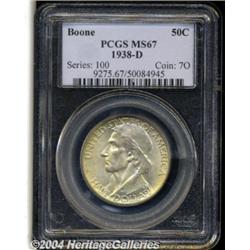 1938-D 50C Boone MS67 PCGS. Light gold toning