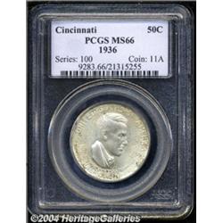 1936 50C Cincinnati MS66 PCGS. Pleasing satiny
