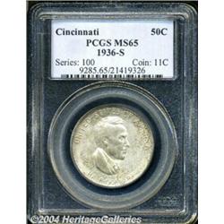 1936-S 50C Cincinnati MS65 PCGS. Speckled gray