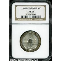 1936-D 50C Columbia MS67 NGC. A wonderful,