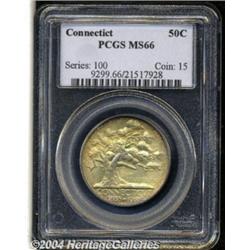 1935 50C Connecticut MS66 PCGS. Light gold