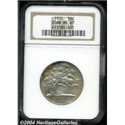 1935 50C Connecticut MS67 NGC. Gold-orange