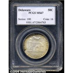 1936 50C Delaware MS67 PCGS. The satiny