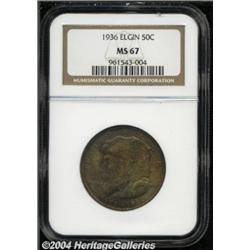 1936 50C Elgin MS67 NGC. Well struck,with