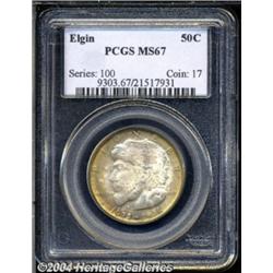 1936 50C Elgin MS67 PCGS. Medium gold-gray