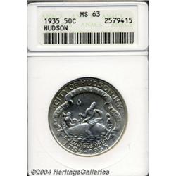 1935 50C Hudson MS63 ANACS. Brilliant, untoned
