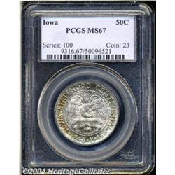 1946 50C Iowa MS67 PCGS. Delicately toned on