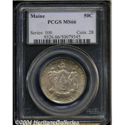 1920 50C Maine MS66 PCGS. Exceptionally clean