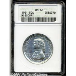 1921 50C Missouri MS62 ANACS. Subtle hints of