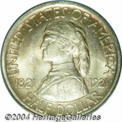 1921 50C Missouri MS65 PCGS. Moderately toned