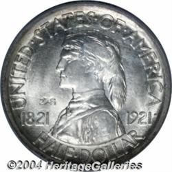 1921 50C Missouri 2x4 MS65 PCGS. Exceedingly