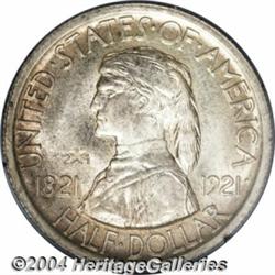 1921 50C Missouri 2x4 MS65 PCGS. Lightly and