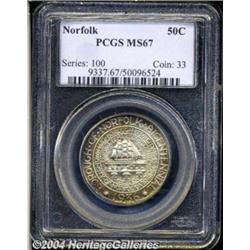 1936 50C Norfolk MS67 PCGS. Russet and