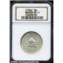 1936 50C Norfolk MS67 NGC. The strike is