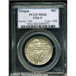 1926-S 50C Oregon MS66 PCGS. Silver gray color