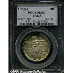 1926-S 50C Oregon MS67 PCGS. Vivid peach,