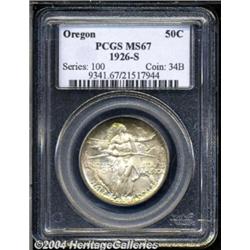 1926-S 50C Oregon MS67 PCGS. Fully struck with