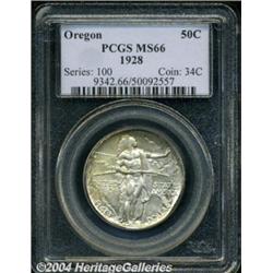 1928 50C Oregon MS66 PCGS. Satiny with