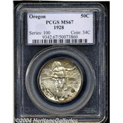 1928 50C Oregon MS67 PCGS. Silver-gray color