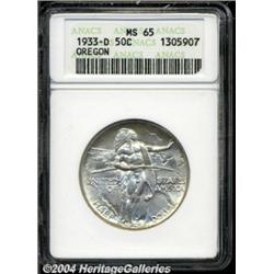 1933-D 50C Oregon MS65 ANACS. Fully struck,