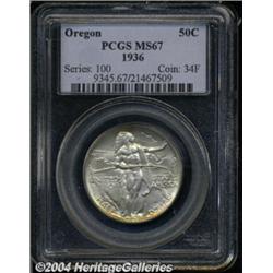 1936 50C Oregon MS67 PCGS. The obverse is