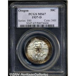 1937-D 50C Oregon MS67 PCGS. The obverse has a