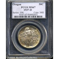 1937-D 50C Oregon MS67 PCGS. Mottled gold,