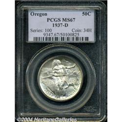 1937-D 50C Oregon MS67 PCGS. Just a trace of