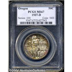 1937-D 50C Oregon MS67 PCGS. Deep golden-brown