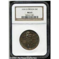1939-D 50C Oregon MS65 NGC. Deep golden-rose