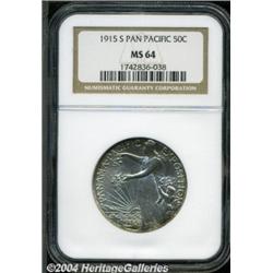 1915-S 50C Panama-Pacific MS64 NGC. Satiny and