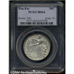 1915-S 50C Panama-Pacific MS64 PCGS. Sharply