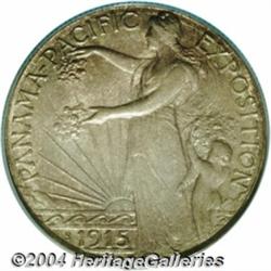 1915-S 50C Panama-Pacific MS65 PCGS. Moderate,