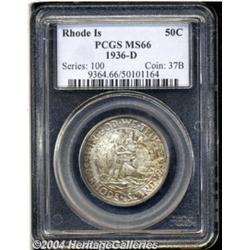 1936-D 50C Rhode Island MS66 PCGS. Minimally