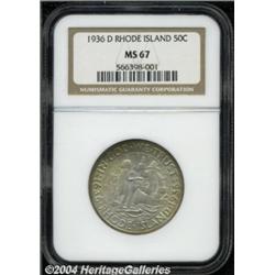 1936-D 50C Rhode Island MS67 NGC. Medium