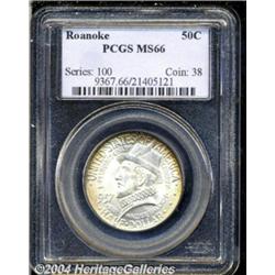1937 50C Roanoke MS66 PCGS. A narrow ring of
