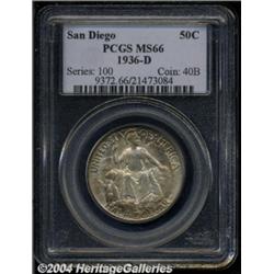 1936-D 50C San Diego MS66 PCGS. Fully struck