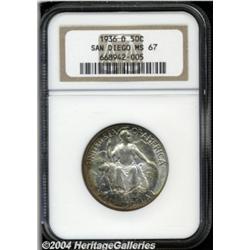 1936-D 50C San Diego MS67 NGC. Gray-gold