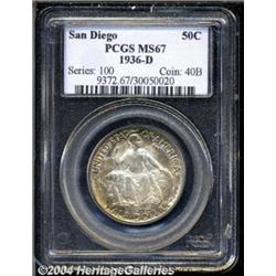 1936-D 50C San Diego MS67 PCGS. Booming luster