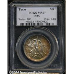 1935 50C Texas MS67 PCGS. Mottled russet