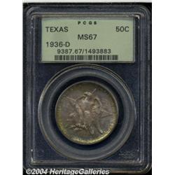 1936-D 50C Texas MS67 PCGS. Magenta central