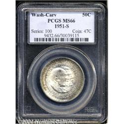 1951-S 50C Washington-Carver MS66 PCGS. Medium
